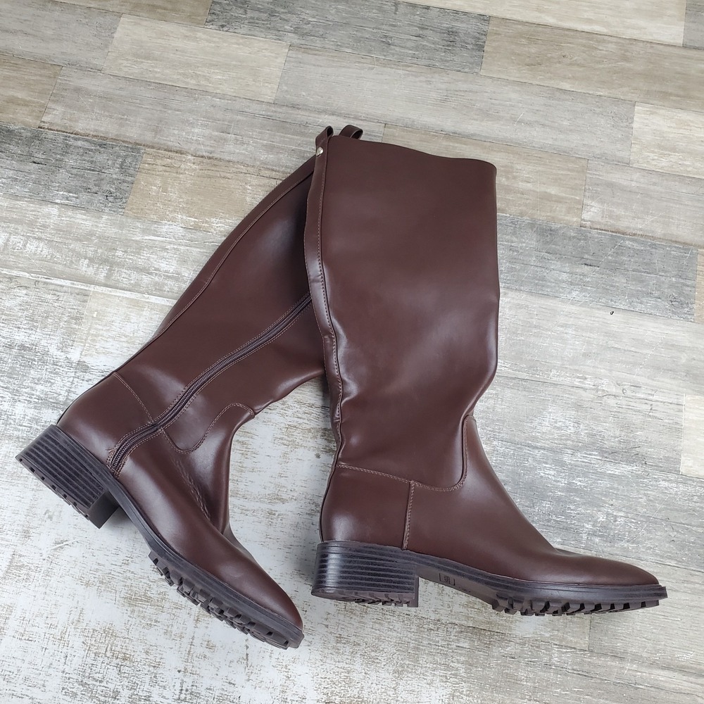 Nine West Barile Womens knee High Riding Boots Sz 11 M Dark Brown Square Toe